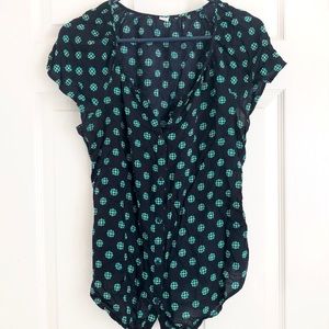 Old Navy - cap sleeve button down - Navy top - M